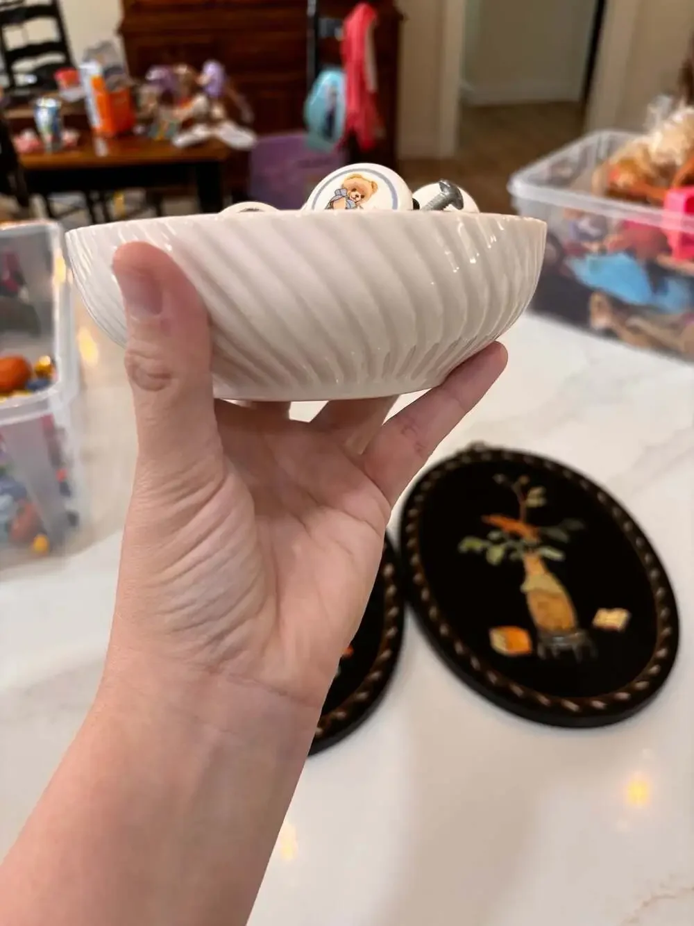 White Ceramic Twisted Spiral Ribbed Serving Bowl
